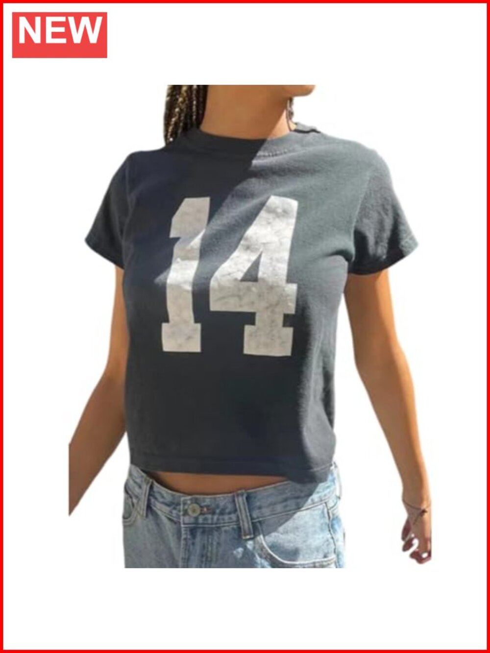 Number 14 Fitted Crop Top Short Sleeve Summer Y2K Graphic Baby Tee